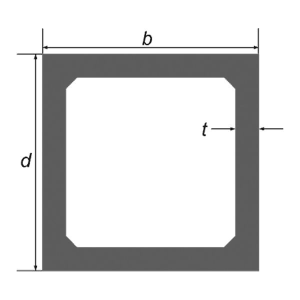 140 x 140 x 8.0 Square Hollow Section S355 — dimensioned cross-section