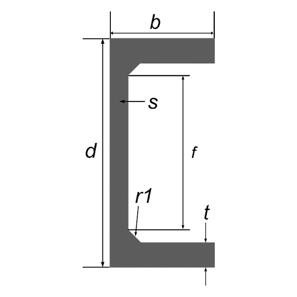 150 X 90 X 24.0 kg PFC Mild Steel Channel S355 — dimensioned cross-section